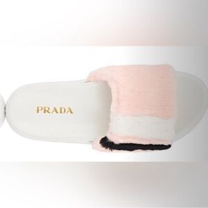 Prada Shearling Platform Slides
